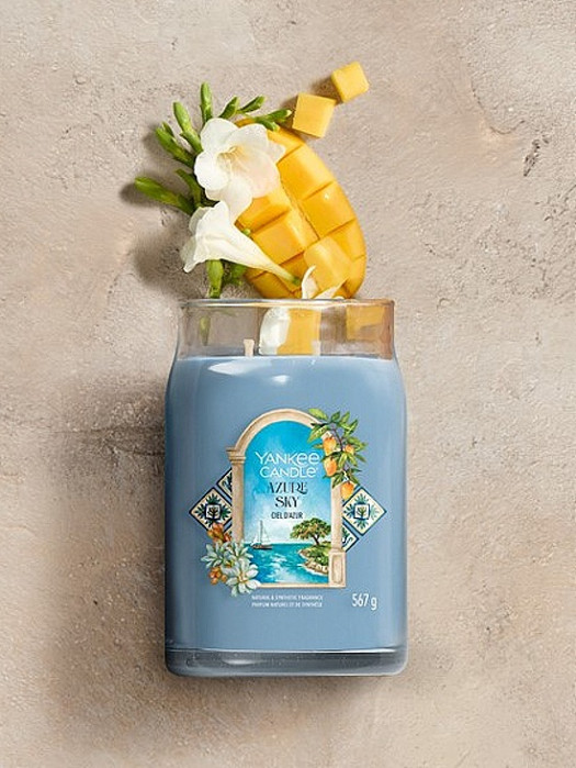 detail Yankee Candle Azure Sky, signature velká svíčka 567g