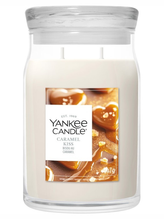 detail Yankee Candle Caramel Kiss, signature velká svíčka 567g
