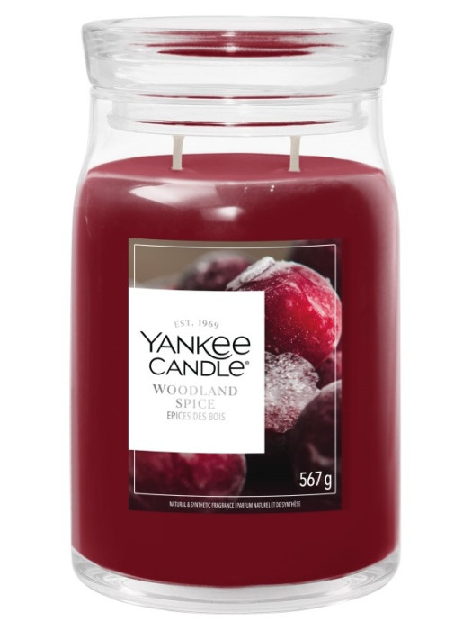 detail Yankee Candle Woodland Spice signature velká svíčka 567 g
