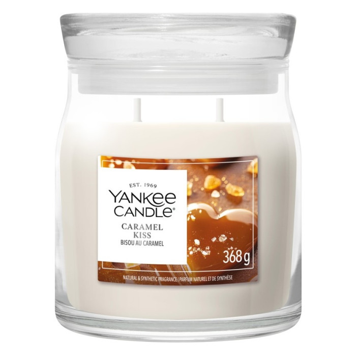 detail Yankee Candle Caramel Kiss, signature střední 368g