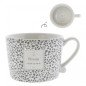 náhled Bastion Collections Hrnek 300ml + talířek 19cm BLOOM in grey