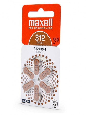 detail Maxell 312 6/1, PR41 A 6BS, 1,45V - baterie do naslouchátek
