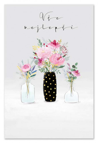 Ditipo Blahopřání GK - VŠE NEJLEPŠÍ, vázy s květinami