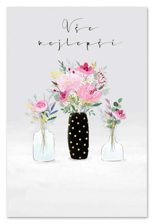 detail Ditipo Blahopřání GK - VŠE NEJLEPŠÍ, vázy s květinami