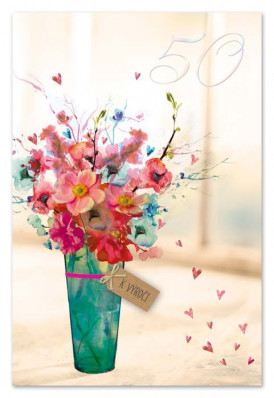 Ditipo Blahopřání K - K VÝROČÍ 50. - váza s květinami