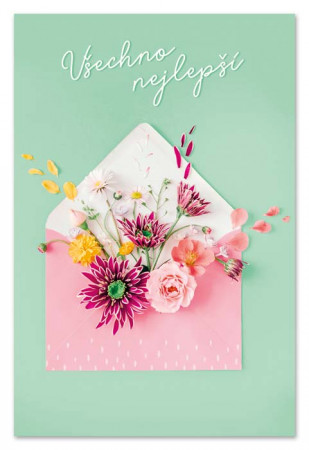 detail Ditipo Blahopřání GK - VŠECHNO NEJLEPŠÍ obálky s květinami