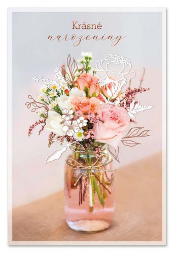 Ditipo Blahopřání H - Krásné narozeniny (váza s květinami)