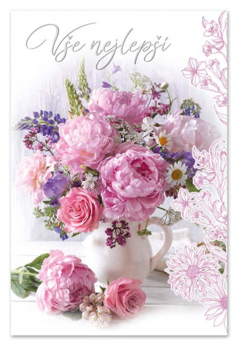 Ditipo Blahopřání K - Vše nejlepší (květiny ve váze)