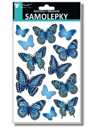 detail AP Samolepky 10239 motýli s 3D křídly modří 21 x 14 cm