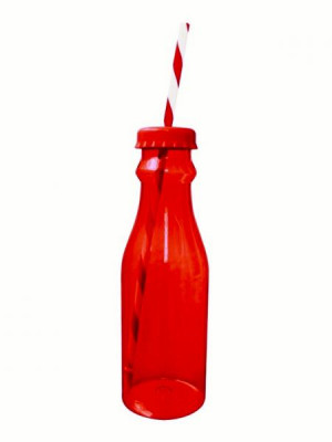 ZAK!designs 0078-0170 SODA láhev s brčkem 70cl červená
