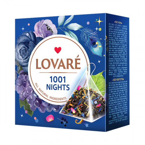 LOVARÉ 15 pyramidek - 1001 NIGHTS, černý/zelený čaj