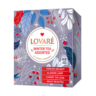 LOVARÉ - 4x 8 čajových sáčků WINTER TEA, assorted black tea v mixu