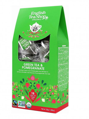 English Tea Shop BIO čaj 15 pyramidek GREEN TEA & POMEGRANATE
