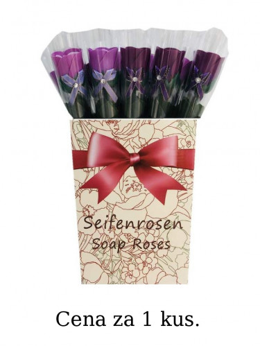 SALSA Mýdlový květ růže na stonku 1x4g , fialová/lila / cena za 1 ks
