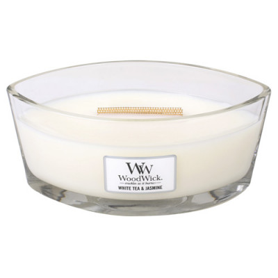 Vonná svíčka WoodWick WHITE TEA AND JASMINE široký knot 453,6g