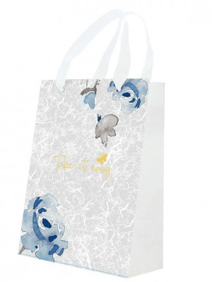 Stil dárková taška PP Blue Flowers MIX MOTIVŮ 33x25cm