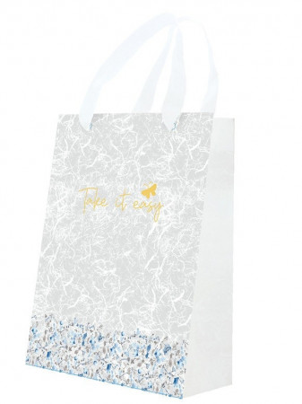 detail Stil dárková taška PP Blue Flowers MIX MOTIVŮ 33x25cm