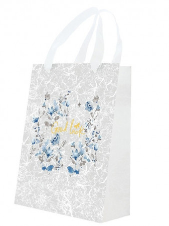 detail Stil dárková taška PP Blue Flowers MIX MOTIVŮ 33x25cm
