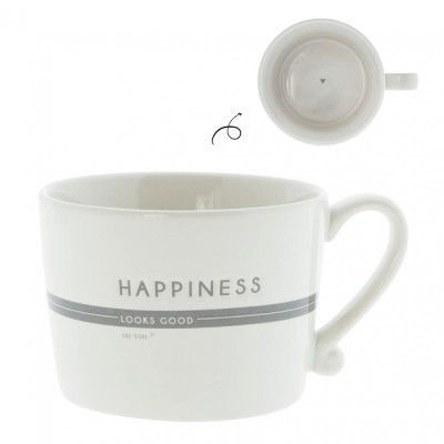 Bastion Collections Hrnek HAPPINESS LOOKS GOOD in grey, 300ml