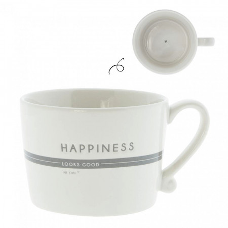 detail Bastion Collections Hrnek HAPPINESS LOOKS GOOD in grey, 300ml