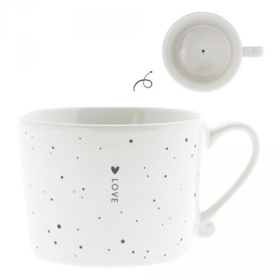 Bastion Collections Hrnek LOVE IN LITTLE DOTS in black, 300 ml