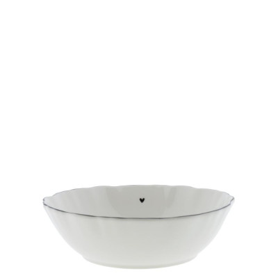 Bastion Collections Miska SUSHI BOWL RUFFLE, white heart in black