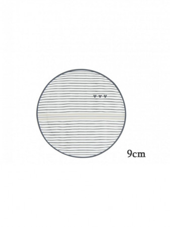 detail Bastion Collections Mini talířek STRIPES/HEARTS in black/titane, 9 cm