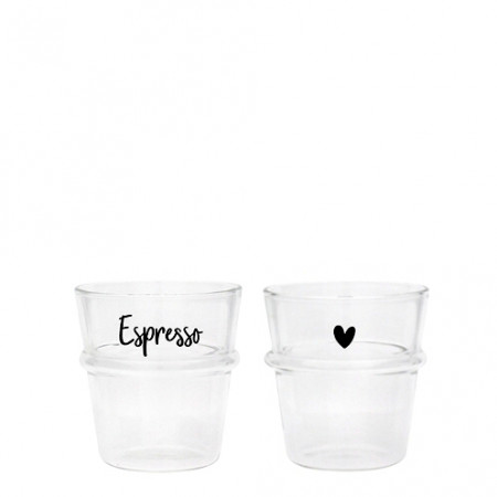 detail Bastion Collections ESPRESSO GLASS HEART in black 6,2x6,2x4,4cm /2ks