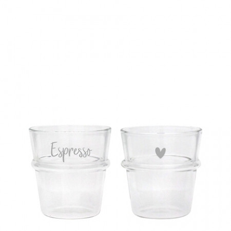 detail Bastion Collections ESPRESSO GLASS HEART in white 6,2x6,2x4,4cm /2ks