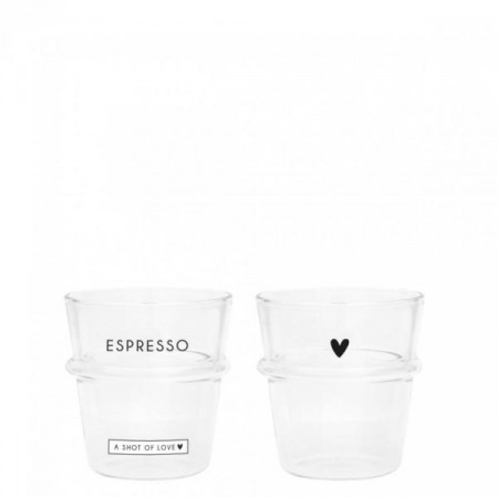 detail Bastion Collections 2x ESPRESSO GLASS - SHOT OF LOVE in black, 6,2x6,6cm