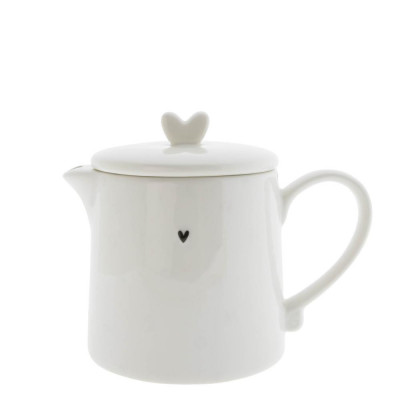Bastion Collections Teapot Konvička WHITE with little heart in black
