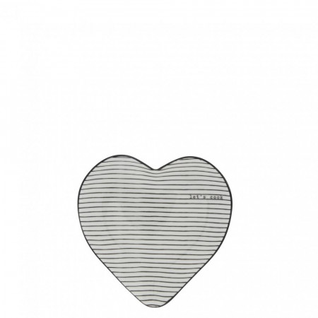 detail Bastion Collections Odkládací talířek HEART stripes in black, 13x13cm