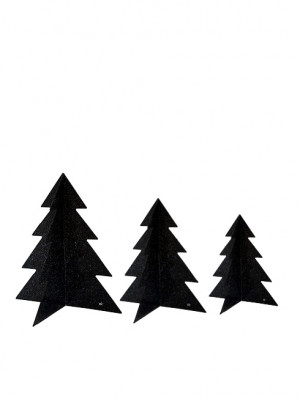 Bastion Collections Xmas TREE - BLACK, set 3 stromečků, (25, 20 a 15 cm)