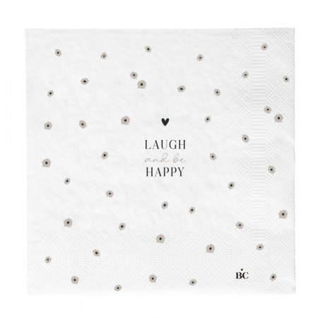 detail Bastion Collections Papírové ubrousky LAUGH & BE HAPPY, 16,5x16,5cm