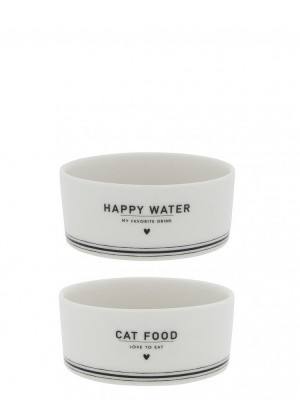 Bastion Collections 2x Miska CAT FOOD/WATER in black, 9,5x4cm