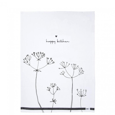 Bastion Collections Utěrka HAPPY KITCHEN (květina), 50x70cm, white