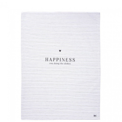 Bastion Collections Utěrka HAPPINESS, 50x70cm, white/black