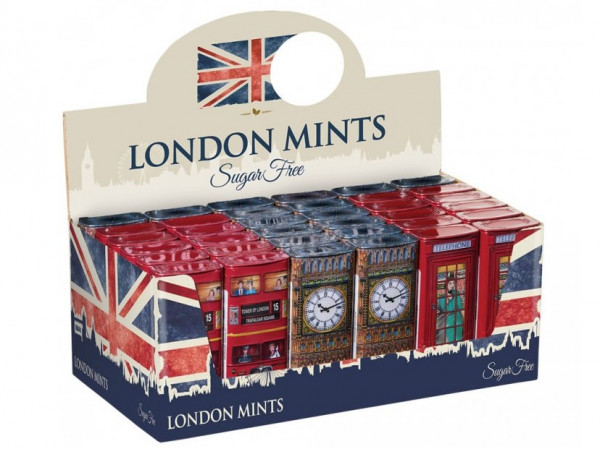 detail LONDON MINTS - LONDON BUS, mentolky bez cukru, 25 g