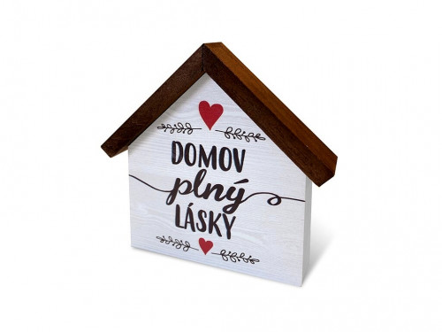 Nekupto Dřevěný domeček malý - Domov plný lásky, 13x10cm