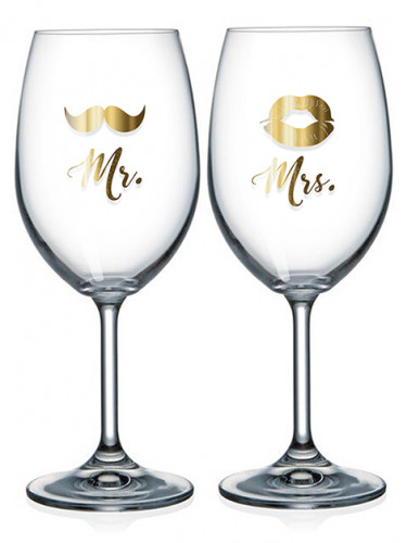 Nekupto Párové sklenice na víno 440ml - Mr & Mrs