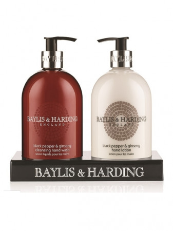 detail Baylis & Harding tekuté mýdlo + mléko na ruce - ČERNÝ PEPŘ A ŽENŠEN 2 x 500 ml