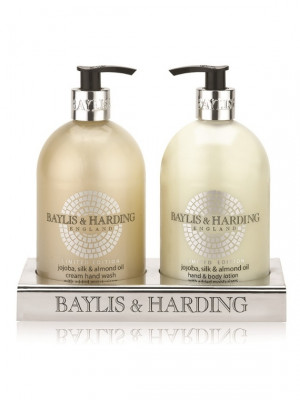 Baylis & Harding tekuté mýdlo + mléko na ruce JOJOBA,HEDVÁBÍ A MANDLOVÝ OLEJ,2x5