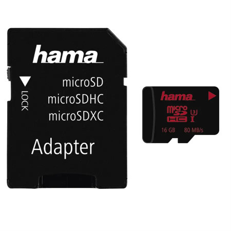 detail Hama microSDHC 16 GB UHS Speed Class 3 UHS-I 80 MB/s + adaptér