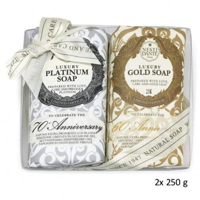 Nesti Dante LUXURY PLATINUM & GOLD SOAP, mýdla 2x 250 g