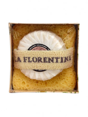 detail La Florentina - PEONY ROSE, dárková sada mýdlo + houba