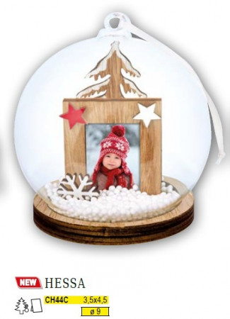 detail FOTODÁREK: Vánoční ozdoba na fotografie 3,5x4,5cm, sklo, dřevo