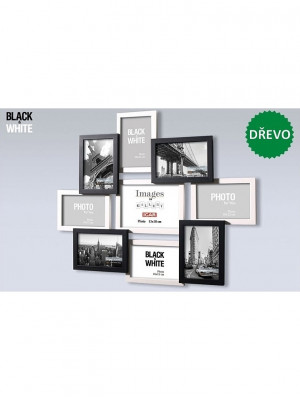 Dřevěný Rám Galerie 9x foto MULTI BLACK & WHITE 91 černo bílá