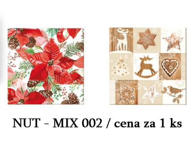 Nekupto Vánoční ubrousky 3vrstvé - MIX 001 / cena za 1 ks