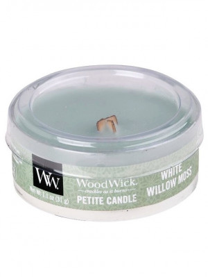 WoodWick PETITE WHITE WILLOW MOSS, vonná čajová svíčka 31 g