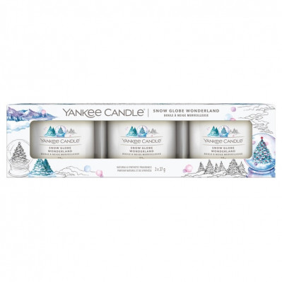 Yankee Candle 3x votiv ve skle SNOW GLOBE WONDERLAND, 3x 37 g